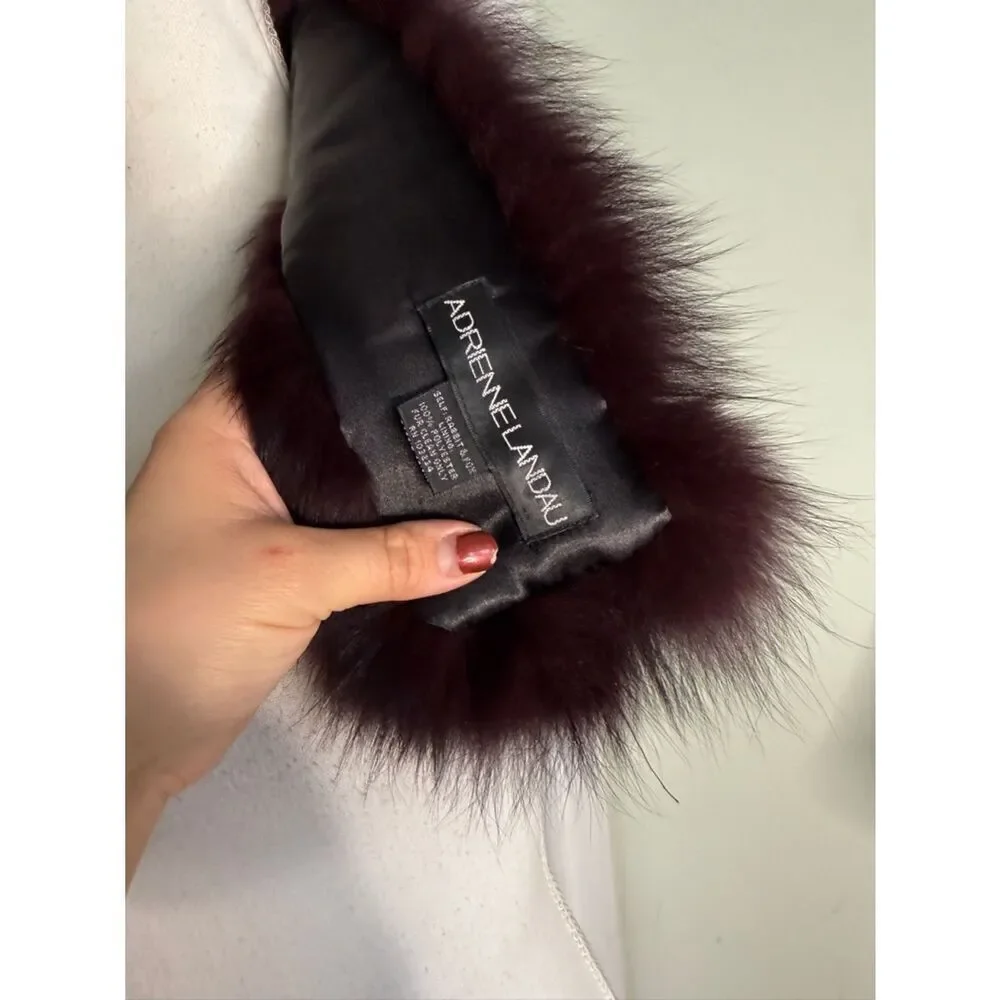 Y2K Adrienne Landau Plum Fox & Rabbit Fur Collar in Excellent Vintage condition